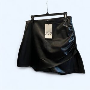 NWT Black Faux Leather Skort